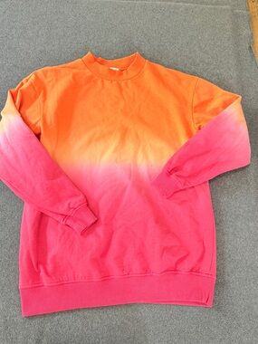 Sunset Ombre Crewneck Sweater in Orange Pink beach retro bright women medium